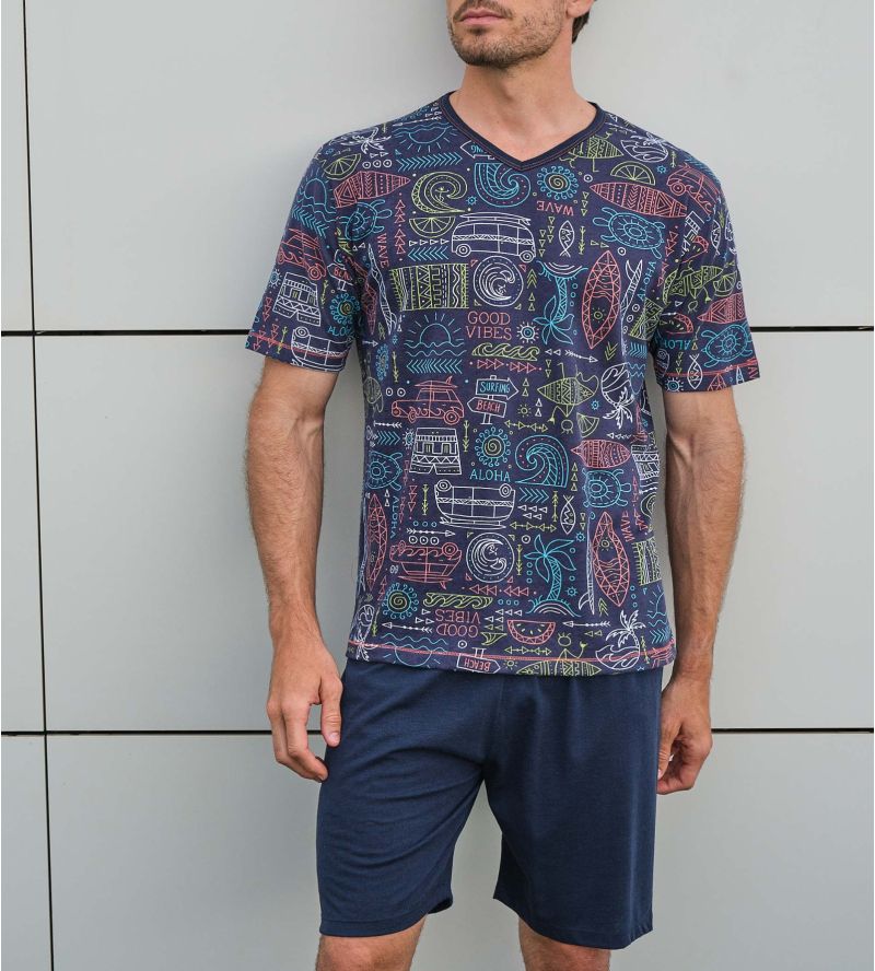 Short pajamas for blue man