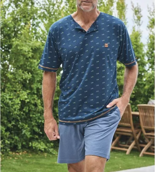 Pyjama court pour homme Bleu