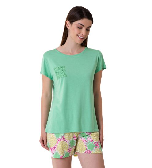 Pyjama court pour femme Vert Tropic