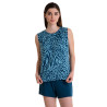 Pyjama court sans manches pour femme Couleur D'huile Bleu