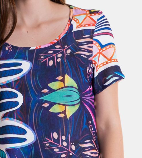 Blaues Kurzarm-Strandkleid