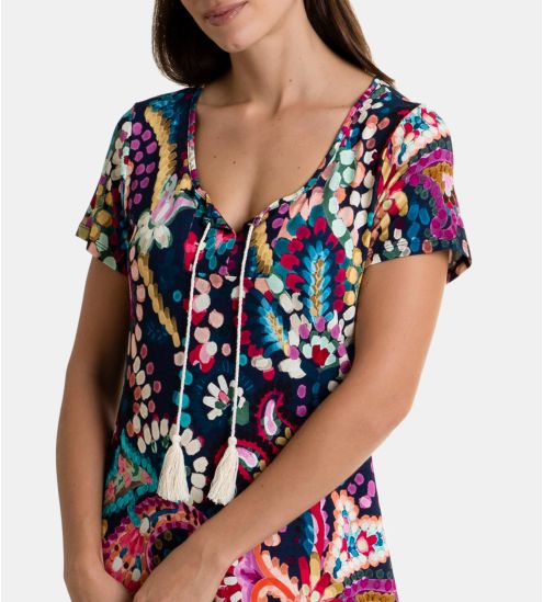 Blue Short Sleeve Beach Dress