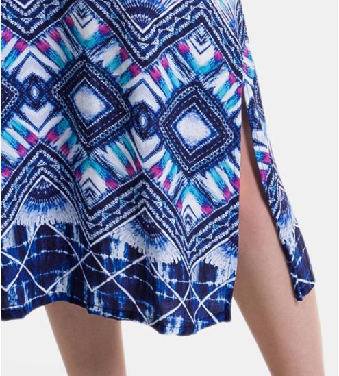 Blauer Strand langes Kleid
