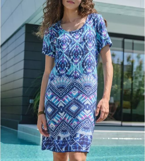 Robe de plage à manches courtes Bleu