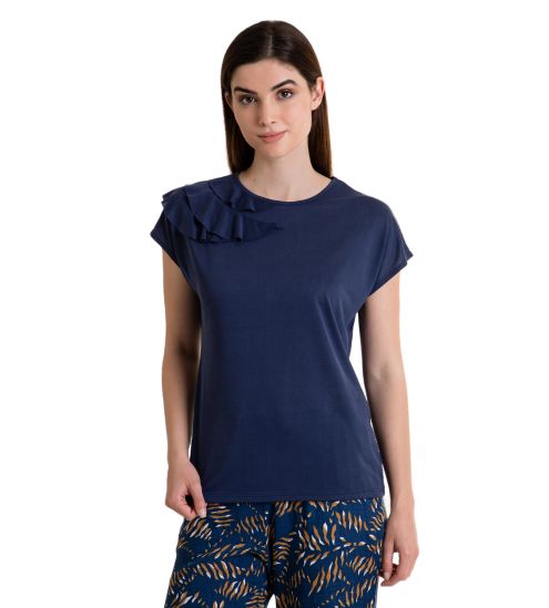 T-shirt à manches courtes pour femme Bleu Marine