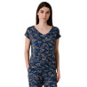 Top à manches courtes pour femme Bleu Marine