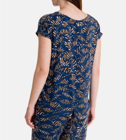 Top à manches courtes pour femme Bleu Marine