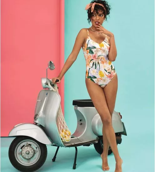 Maillot de bain 1P nageur imprimé Perle