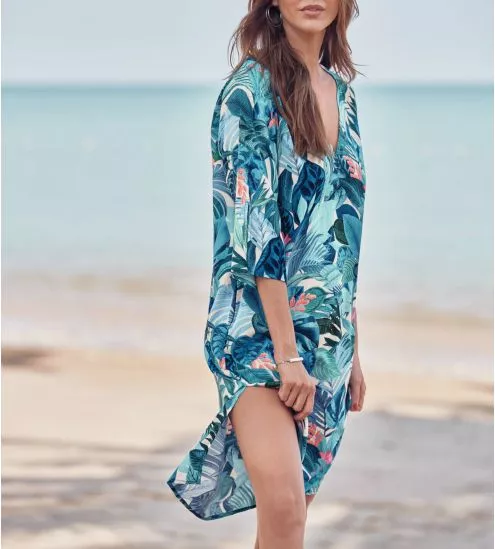 Robe imprimée à manches 3/4 Curacao