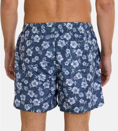 Short de bain fleuri pour homme Bleu Marine