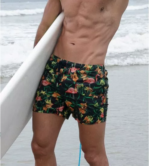 Short de plage Flamingo Navy Print
