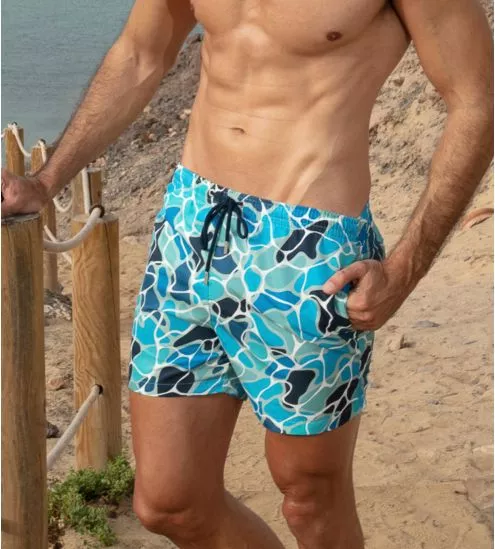 Alain Blue Print Beach Short