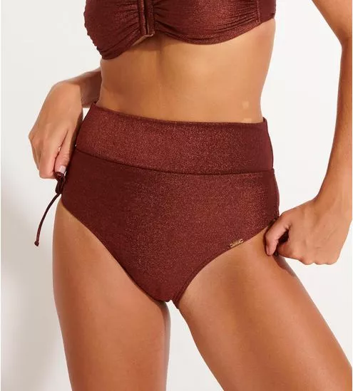 Slip de bain haut à revers Diome Adaman Acajou