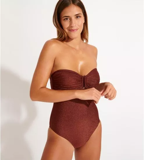 Maillot de bain 1 pièce bandeau Theresa Adaman Acajou