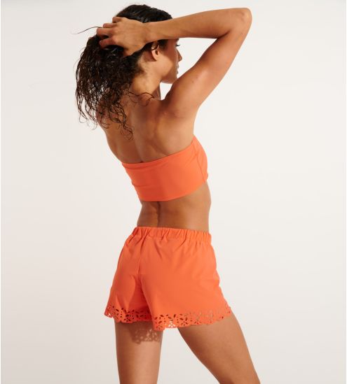 Short de plage femme Meow Huawei Abricot