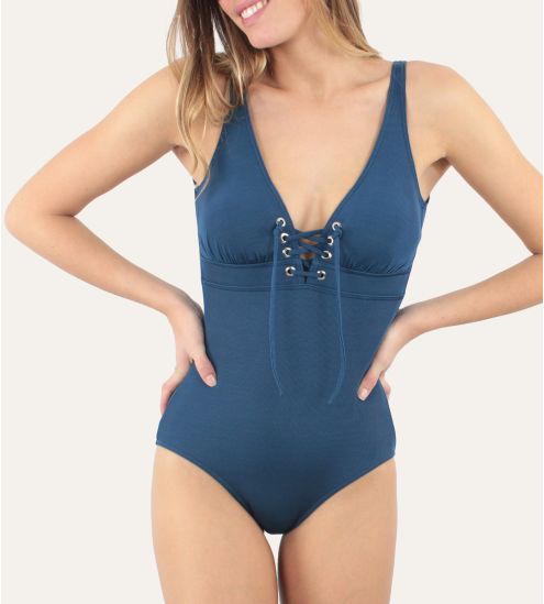 Maillot de bain 1 pièce lacé Allure 18 Marine