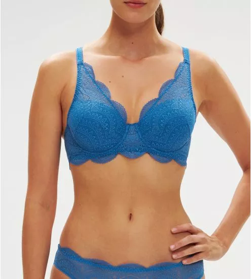 Soutien-gorge décolleté carré en spacer 3D KARMA Bleu Myosotis
