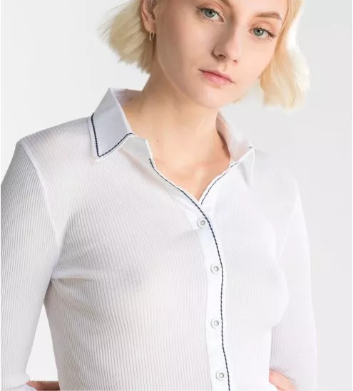 GILET ML COL CHEMISIER 010 Blanc BLANC