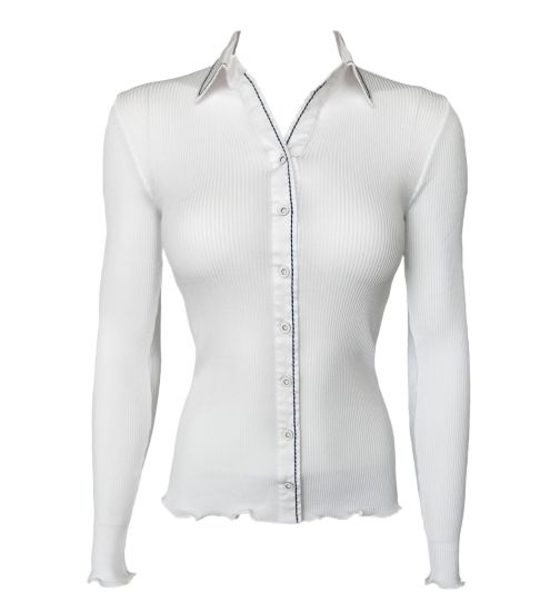 GILET ML COL CHEMISIER 010 Blanc BLANC