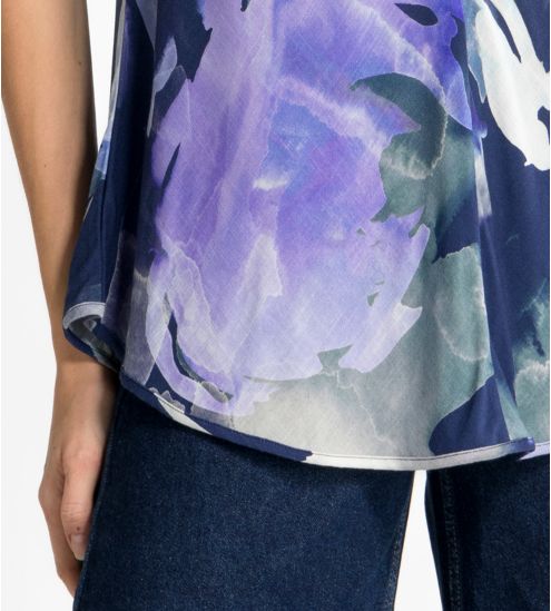 Top en viscose tissée effet lin