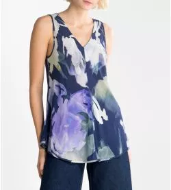 Top en viscose tissée effet lin