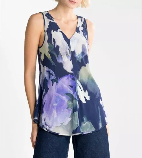 Top en viscose tissée effet lin