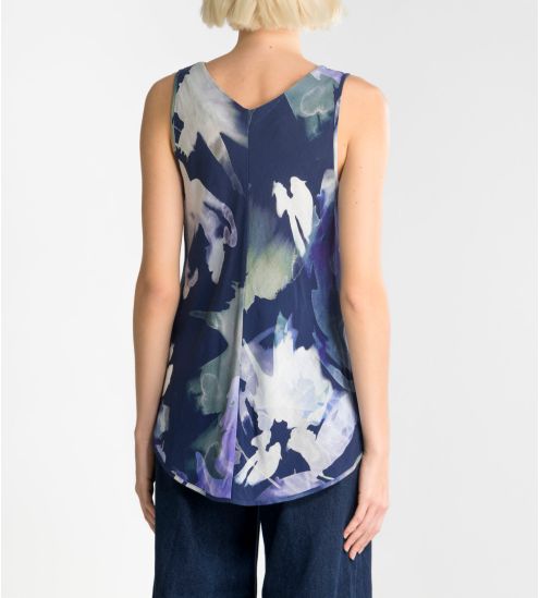 Top en viscose tissée effet lin