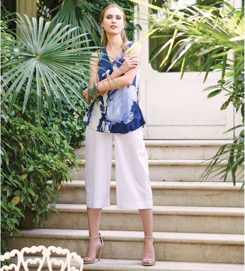 Top en viscose tissée effet lin