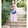 Top en viscose tissée effet lin
