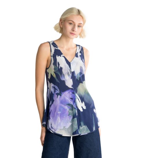 Top en viscose tissée effet lin