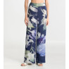 Pantalon en viscose effet lin imprimé