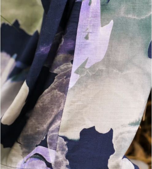 Pantalon en viscose effet lin imprimé