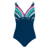 Maillot de bain 1P imprimé rayé bleu marine