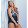 Maillot de bain 1P imprimé rayé bleu marine