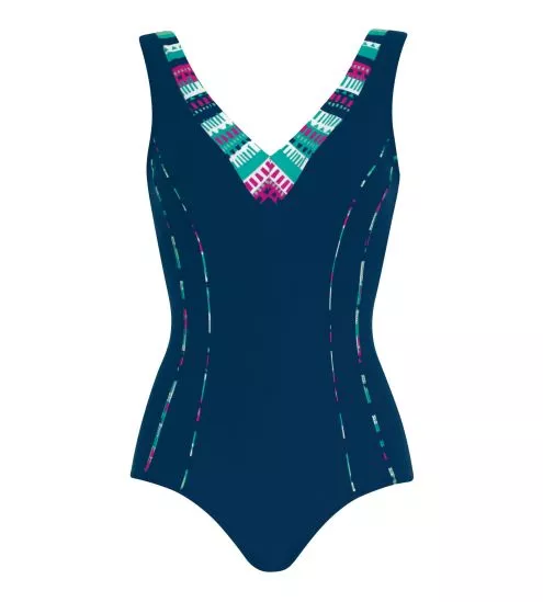 Maillot de bain une piece femme rayé bleu