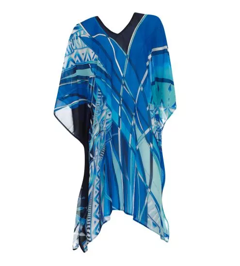 Tunique en voile imprimé bleu