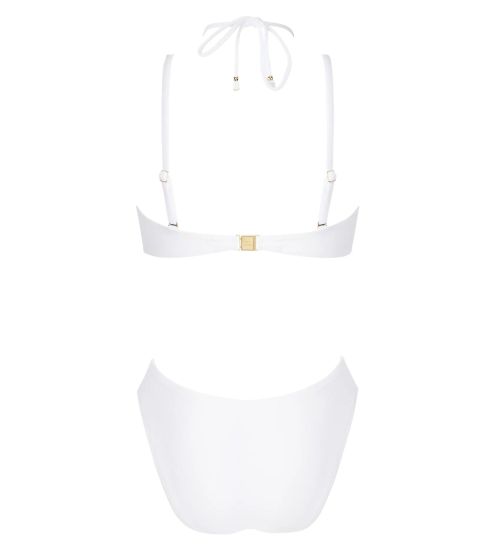 Maillot de bain 1 pièce bandeau FEUILLE D'OR - Or Sur Blanc