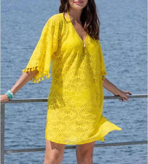 Tunique jaune La Muse en dentelle