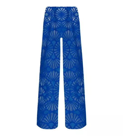Pantalon bleu La Muse en dentelle Cobalt