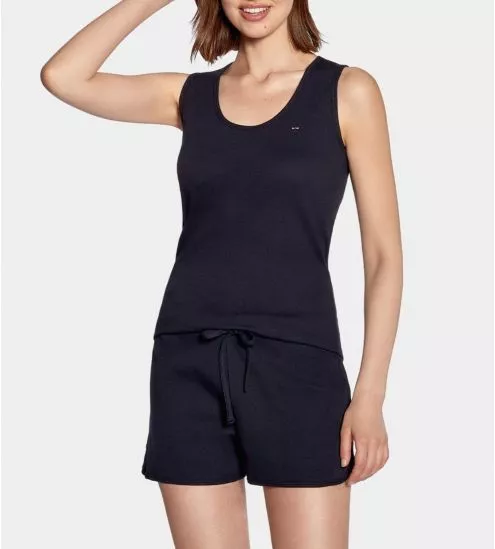 Pyjama court sans manches pour femme Bleu Marine