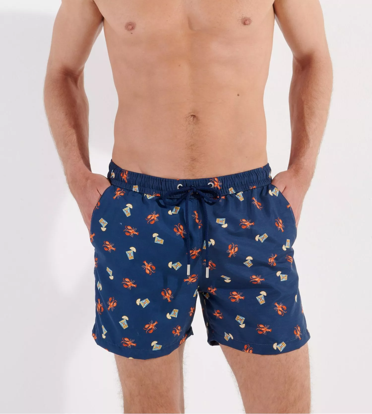 Short de plage imprimé pour homme Bleu