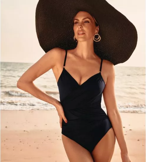 Maillot de bain une piece drapé Noir 