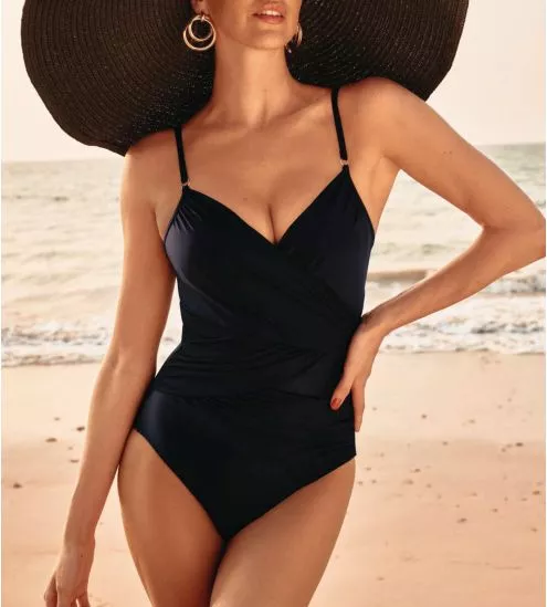 Maillot de bain une piece drapé Noir 
