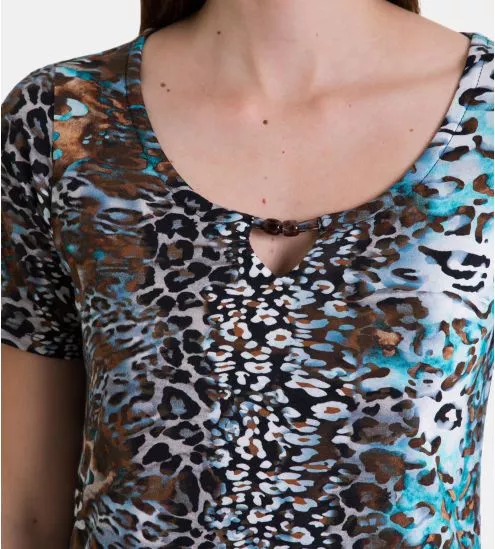 Robe de plage manches courtes Bleu Turquoise