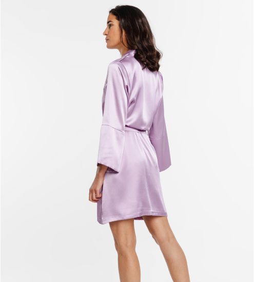 Déshabillé en satin et dentelle Rio Lila