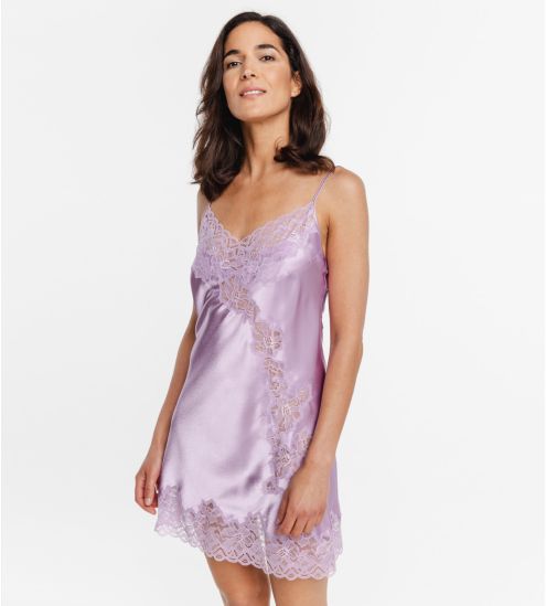 Nuisette grande taille en satin et dentelle Rio Lila