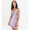Nuisette grande taille en satin et dentelle Rio Lila