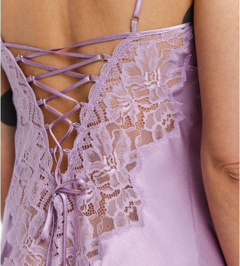 Nuisette grande taille en satin et dentelle Rio Lila