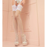 Bas porte jarretelle uni avec dentelle Bianco Seta