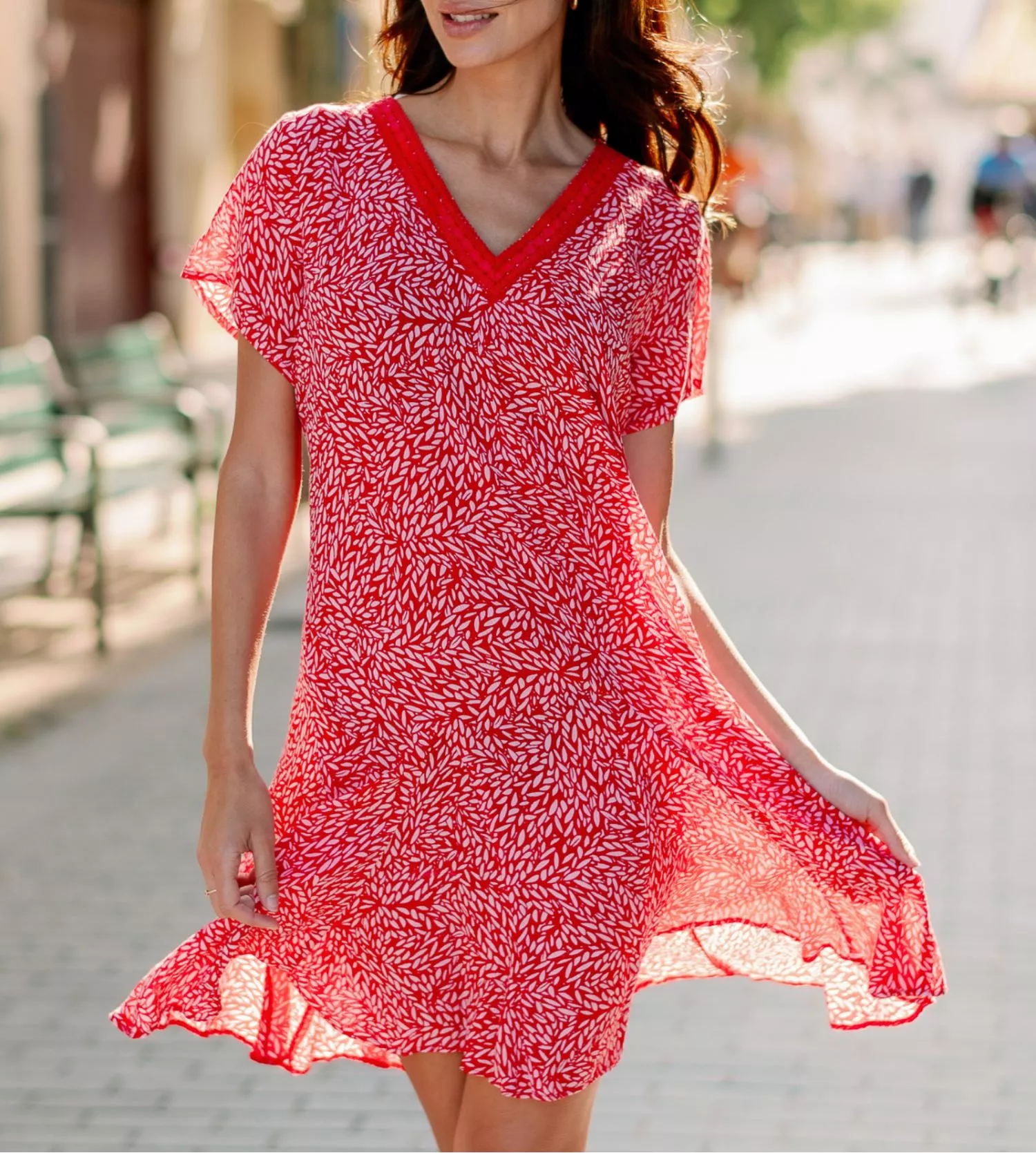 Robe manche courte Senorette Rouge Fraise